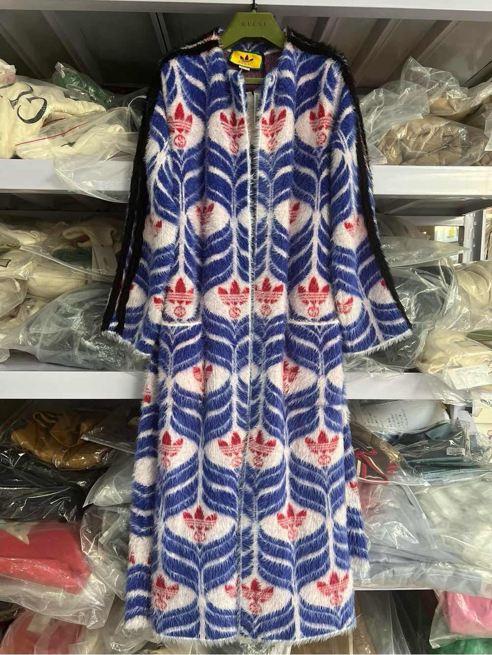 🚩steal Gucci Blue White Red Long Patterned Coat